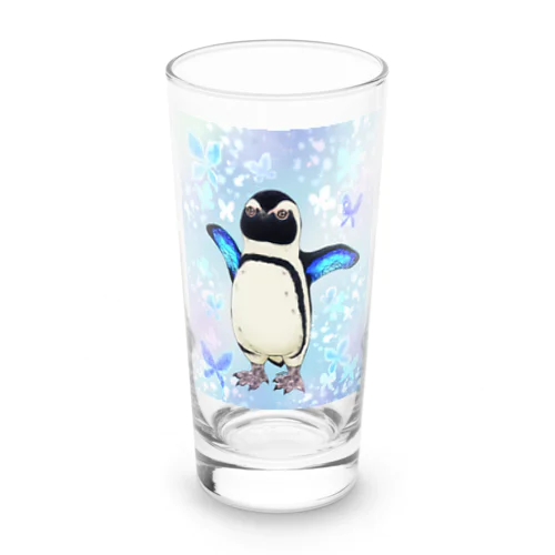 ケープペンギン「ちょうちょ追っかけてたの」(Blue) Long Sized Water Glass