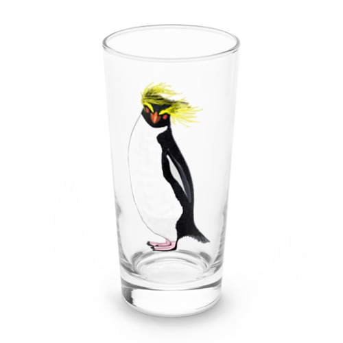 　風に吹かれるイワトビペンギンさん(文字無しバージョン Long Sized Water Glass