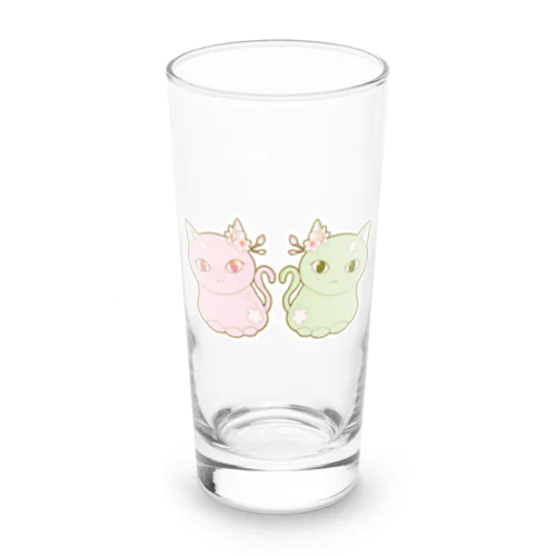 四季猫さん(春/桜)(ピンク/グリーン) Long Sized Water Glass