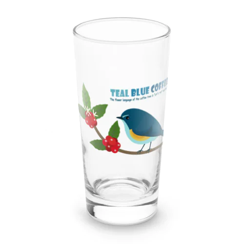 Teal Blue Bird Long Sized Water Glass