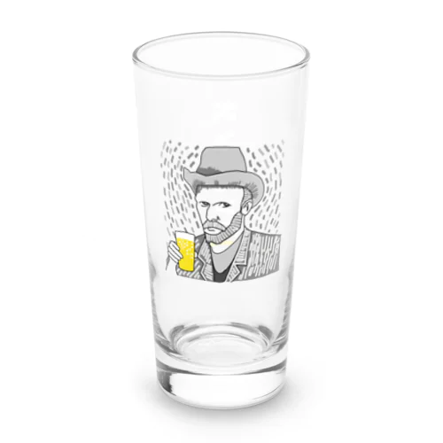 名画 × BEER：背面白ロゴ入（ゴッホ自画像）黒線画 Long Sized Water Glass