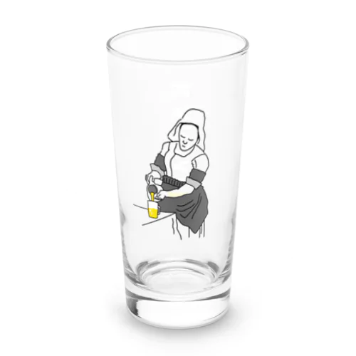 名画 × BEER：背面白ロゴ入（牛乳を注ぐ女）黒線画 Long Sized Water Glass