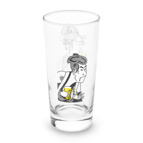 名画 × BEER：正面白ロゴ入（浮世絵男女）黒線画 Long Sized Water Glass