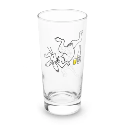 名画 × BEER：正面白ロゴ入（鳥獣戯画）黒線画 Long Sized Water Glass