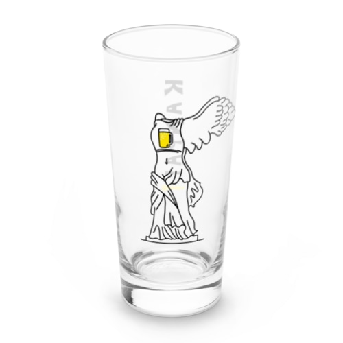 彫刻 × BEER：背面黒ロゴ入（サモトラケのニケ）黒線画 Long Sized Water Glass