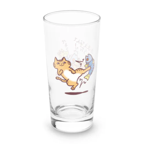 トラ猫の魚いじめ Long Sized Water Glass