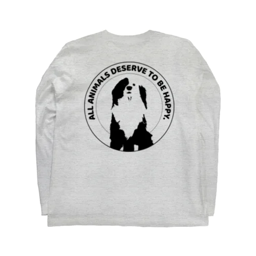 片パンダ犬（丸枠・白ベース） Long Sleeve T-Shirt