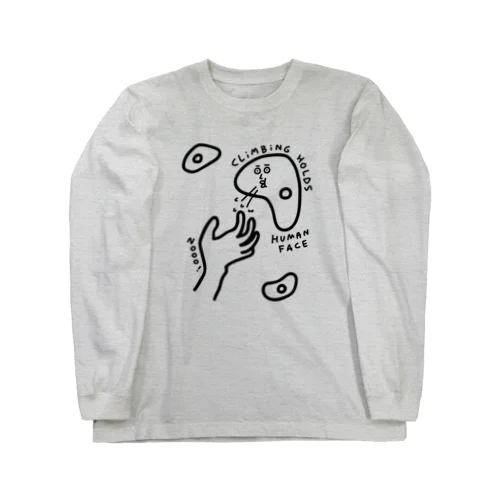 クライミング　人面ホールド・モノクロ Long Sleeve T-Shirt