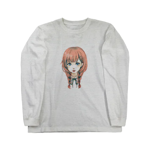 三つ編み女の子 ロングスリーブTシャツ