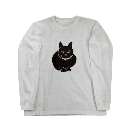 幸せを呼ぶ黒にゃん（モノトーン） Long Sleeve T-Shirt