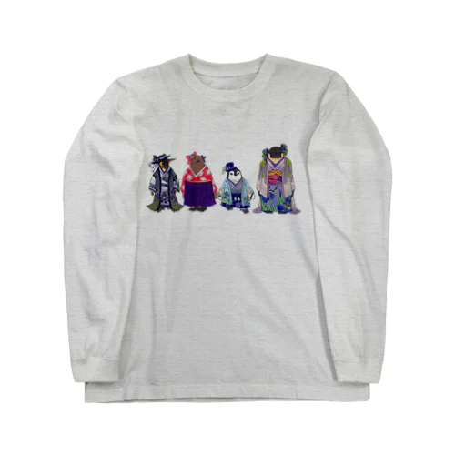 いずれ菖蒲か杜若₋Aptenodytes Kimono Penguins- Long Sleeve T-Shirt