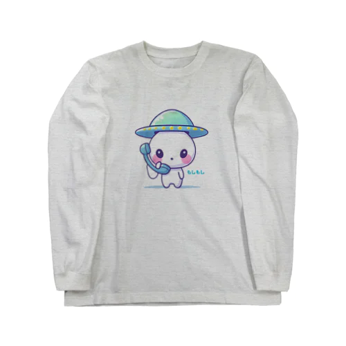 宇宙人の子どもが電話している Long Sleeve T-Shirt