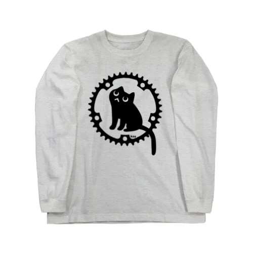 チェーンリングねこ・ブラック ロングスリーブTシャツ