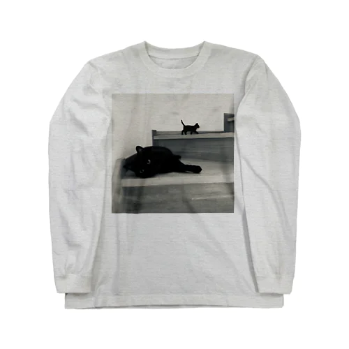 黒猫ちゃんのつどい　モノクロ Long Sleeve T-Shirt