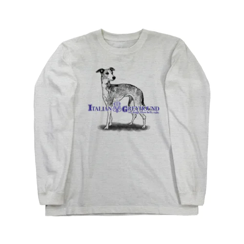 線画 イタリアングレイハウンド 前面プリントTシャツ＜淡色＞ Long Sleeve T-Shirt