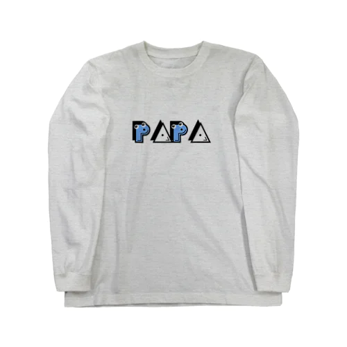 家族ペアおめめくりくりビビット　PAPA ロングスリーブTシャツ