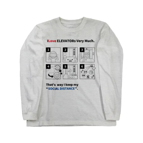 ILoveELEVATOR ソーシャルディスタンス Long Sleeve T-Shirt