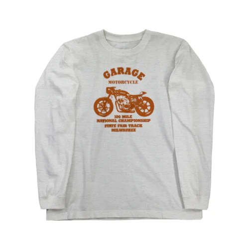 武骨なバイクデザイン orange ロングスリーブTシャツ