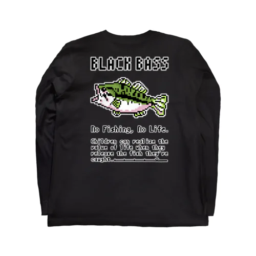【背面】ドット絵のブラックバス ロングスリーブTシャツ