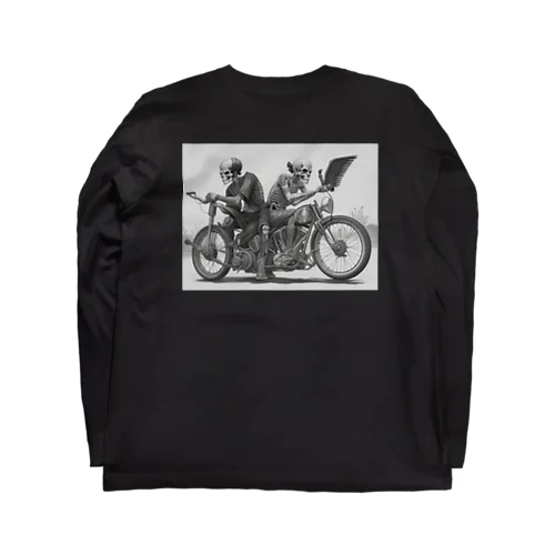 バイクとドクロ（黒メイン） ロングスリーブTシャツ