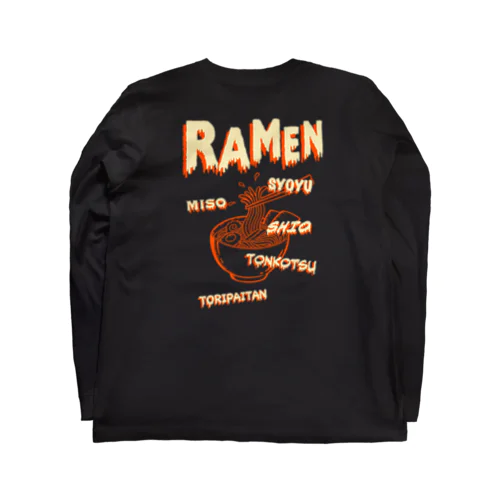 【バックプリント】ホラーデザインチックなラーメン Long Sleeve T-Shirt