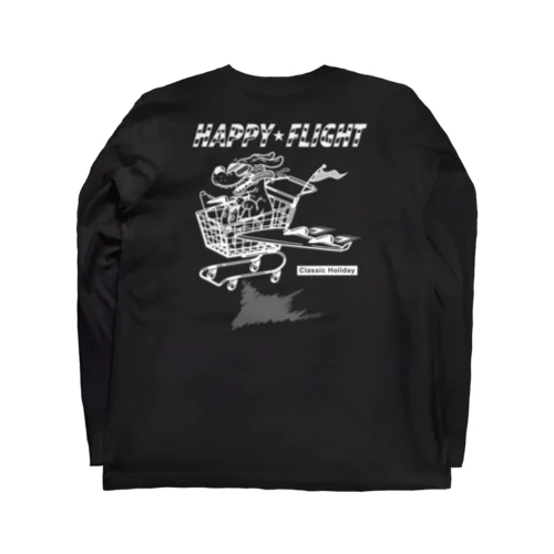 happy dog -happy flight- (white ink) ロングスリーブTシャツ