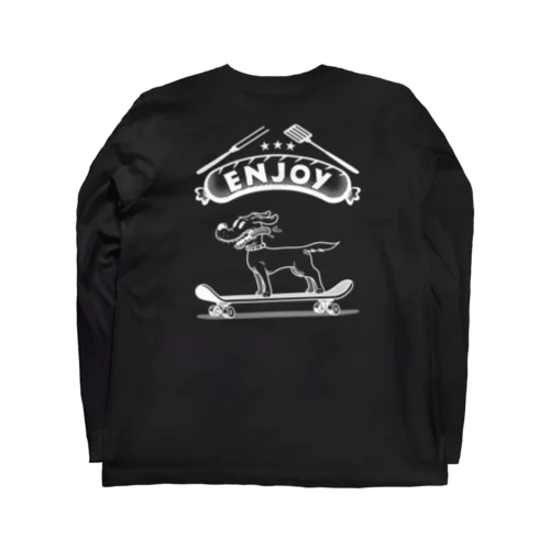 happy dog -ENJOY- (wite ink) Long Sleeve T-Shirt