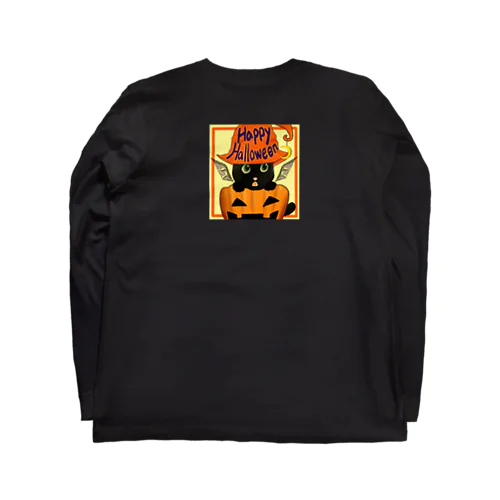 ハロウィン（黒猫01） ロングスリーブTシャツ