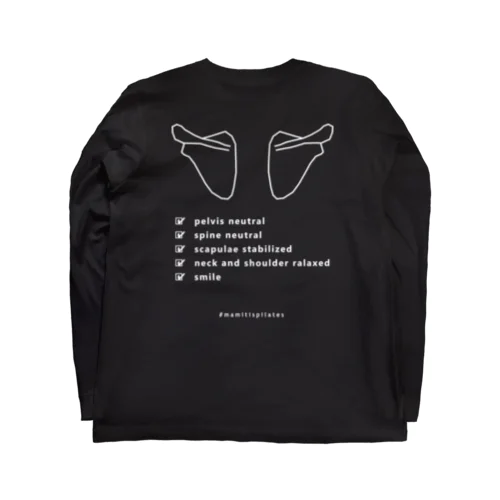 #mamitispilates「肩甲骨」文字ホワイト Long Sleeve T-Shirt