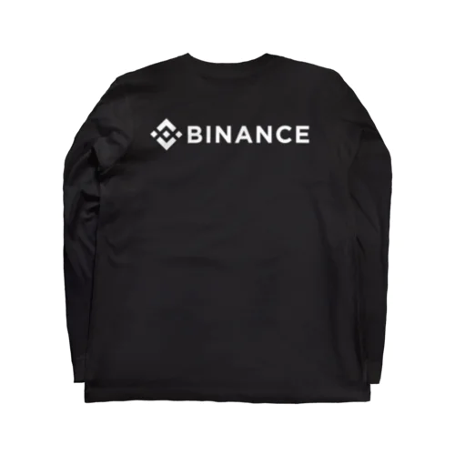 BINANCE-バイナンス-白ロゴ バックプリントデザイン（背面プリント） ロングスリーブTシャツ