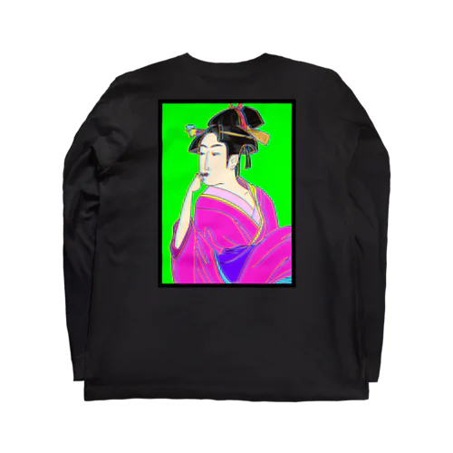 浮世絵ロングTシャツ【紅を引く娘】 Long Sleeve T-Shirt