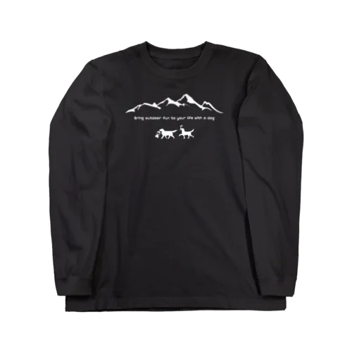 ワンコと一緒に野遊びを[白字](バックプリント有) Long Sleeve T-Shirt