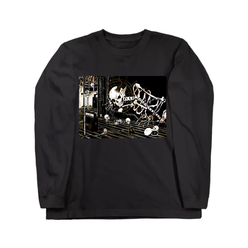 歌川国芳オマージュ作品「あの絵のでっかいドクロはガシャドクロじゃないのね」 Long Sleeve T-Shirt