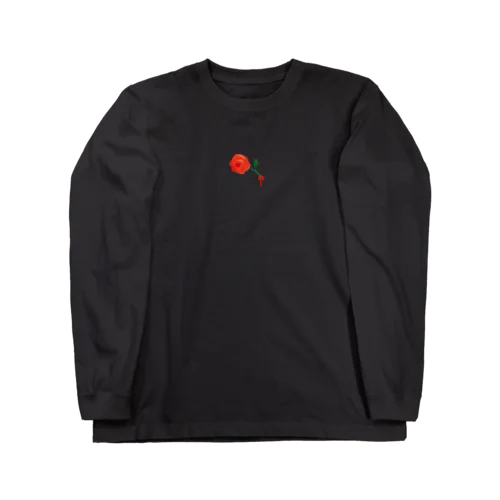 真紅に染まる薔薇 ロングスリーブTシャツ