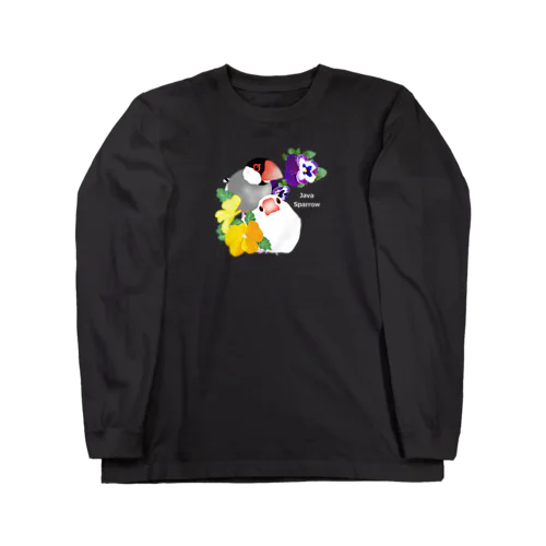 パンジーと文鳥さん（ロゴ白） Long Sleeve T-Shirt