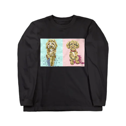 トリミング前後のトイプードルのふき(ちぎり絵) Long Sleeve T-Shirt