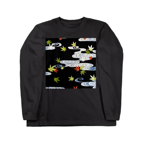 和風　着物柄　「水面のもみじ」□ Long Sleeve T-Shirt