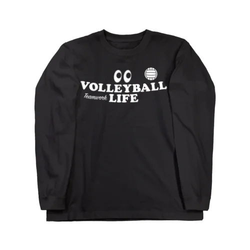 バレーボール・目玉・白・VOLLEYBALL・#Tシャツ・デザイン・セッター・トス・アタッカー・ブロック・ポジション・部活・スポーツ・応援・有望・有力・確実・男子・女子・かっこいい・かわいい・チームワーク ロングスリーブTシャツ