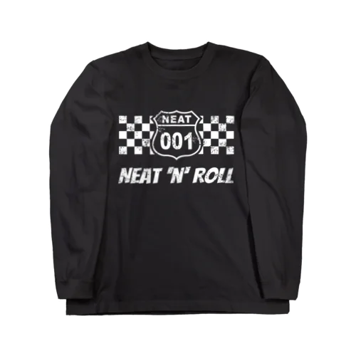NEAT001ロゴ＋チェッカーフラッグ 롱 슬리브 티셔츠