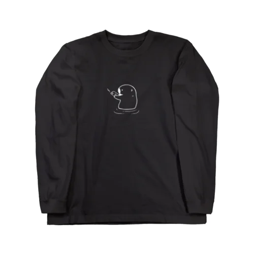 スマホを叩き割るラッコ(白) Long Sleeve T-Shirt