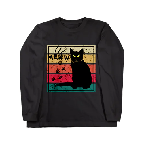 black cat meow paw signature ロングスリーブTシャツ