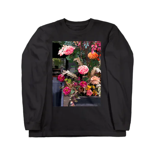 Dahlia Vase - oil painting-  ロングスリーブTシャツ