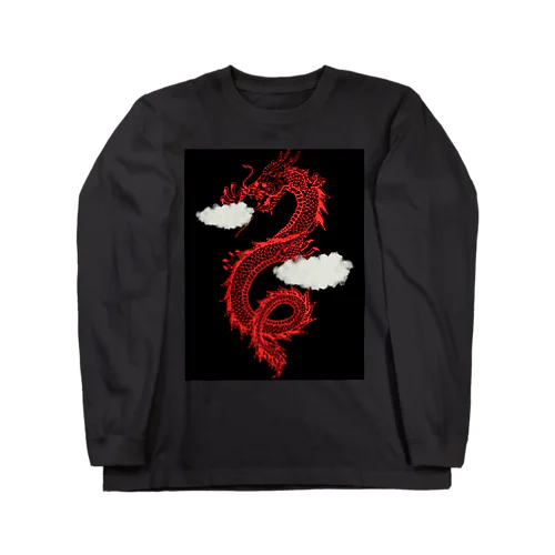 黒 ブラック 赤 龍 ドラゴン デザイングッズ Long Sleeve T-Shirt