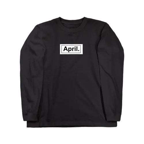 April.BOX LOGO（ホワイト×ブラック） ロングスリーブTシャツ