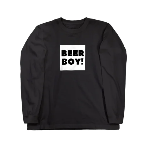 ビールボーイ_黒字(白背景) Long Sleeve T-Shirt