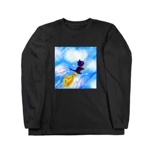 空飛ぶ黒猫  お話の世界  【虹色空うさぎ】 Long Sleeve T-Shirt