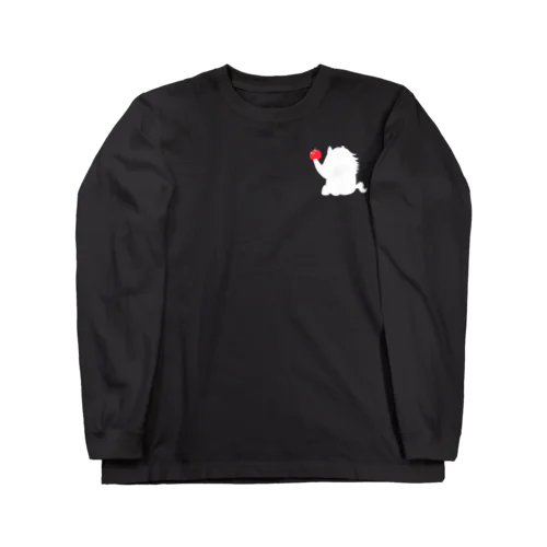 体育座りするお馬Ｔシャツ『アナ５３』白シルエット Long Sleeve T-Shirt