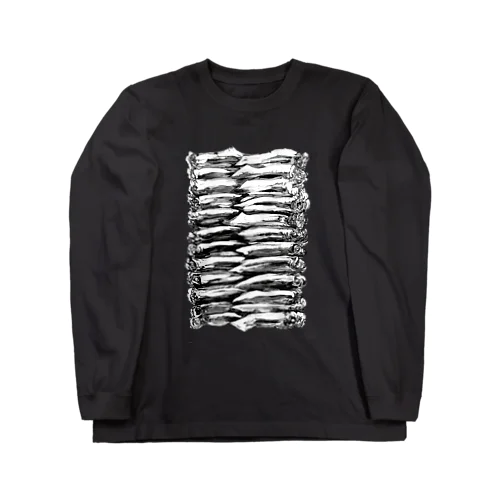 船凍イカ　モノクロver.  （能登半島地震災害支援グッズ） Long Sleeve T-Shirt