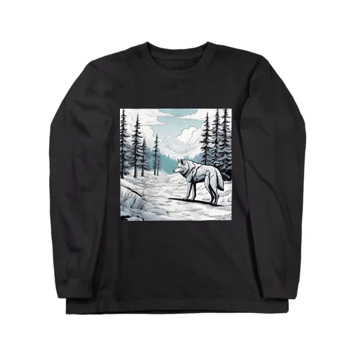 雪と狼 ロングスリーブTシャツ