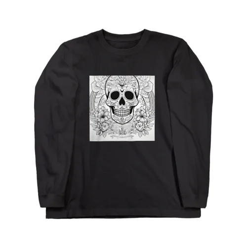 デイ・オブ・ザ・デット等のメキシコの文化を反映させたスカル Long Sleeve T-Shirt